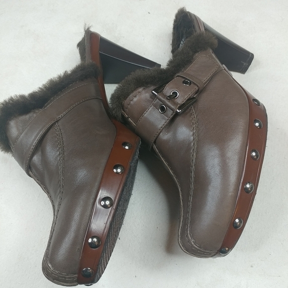 Stuart Weitzman Sz 6.5 Brown lthr Slide Sandals 2. - Picture 2 of 6